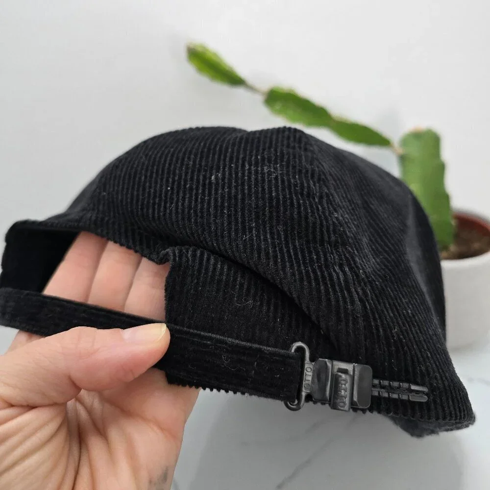 vintage 90s | black corduroy retro rope accent baseball hat | unisex